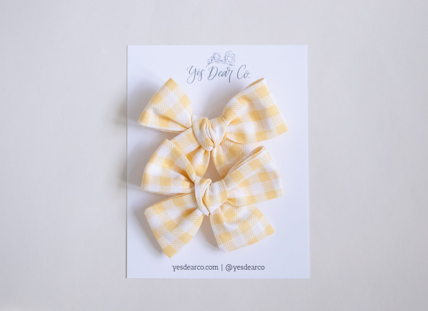 Yellow Gingham | Pigtail Bows