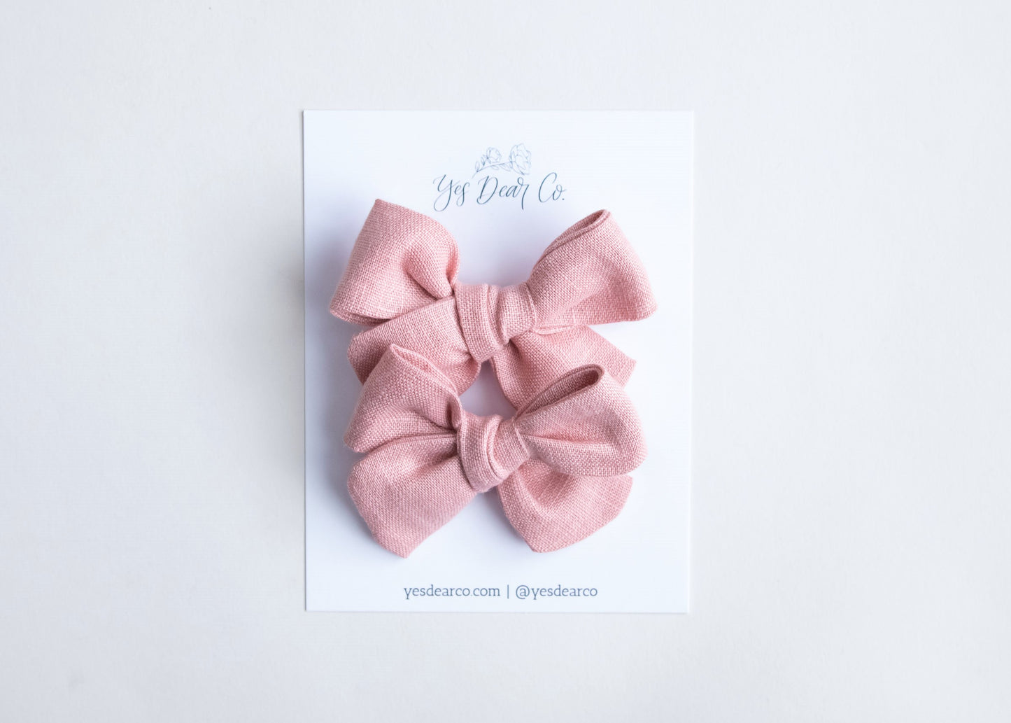 Pink Linen | Pigtail Bows