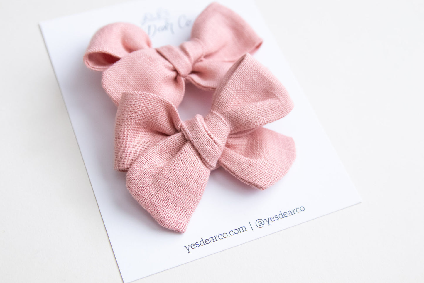 Pink Linen | Pigtail Bows