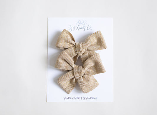 Gold Linen | Pigtail Bows