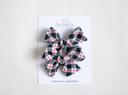 Holiday Check | Pigtail Bows
