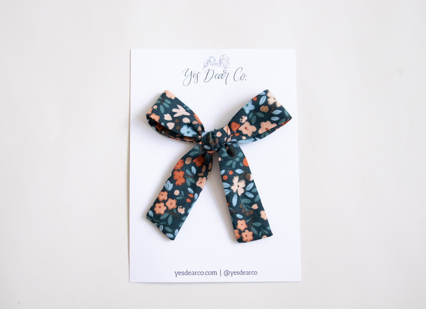 Navy Floral | Long Tail Bow