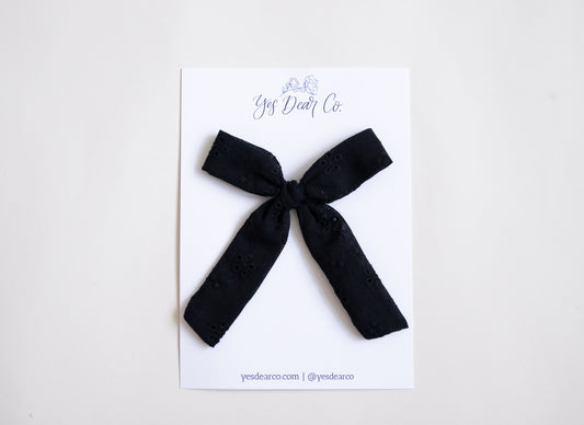 Black Eyelet | Long Tail Bow