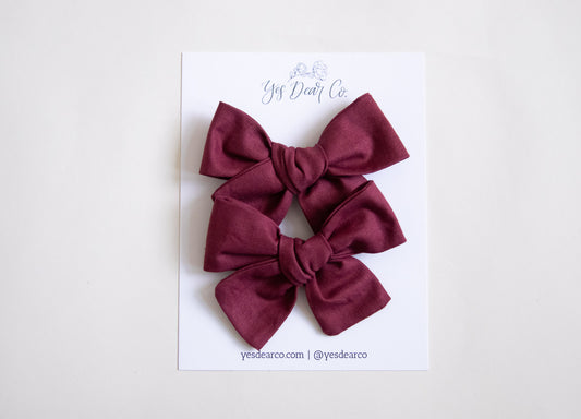Burgundy | Pigtail Bows