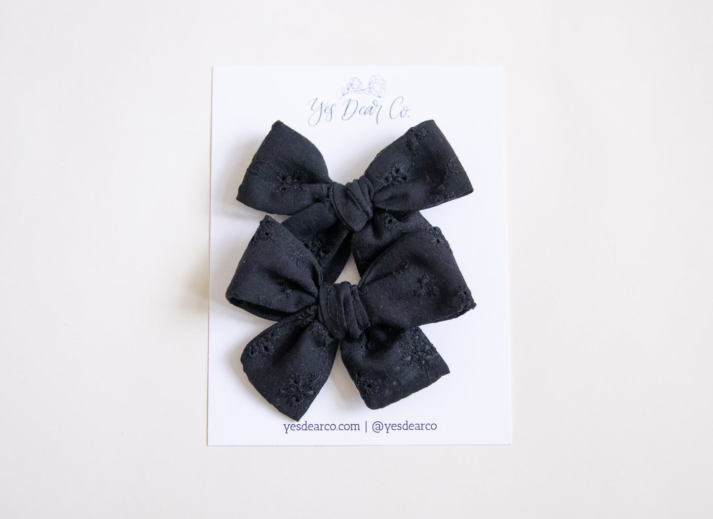 Black Eyelet | Pigtail Bows