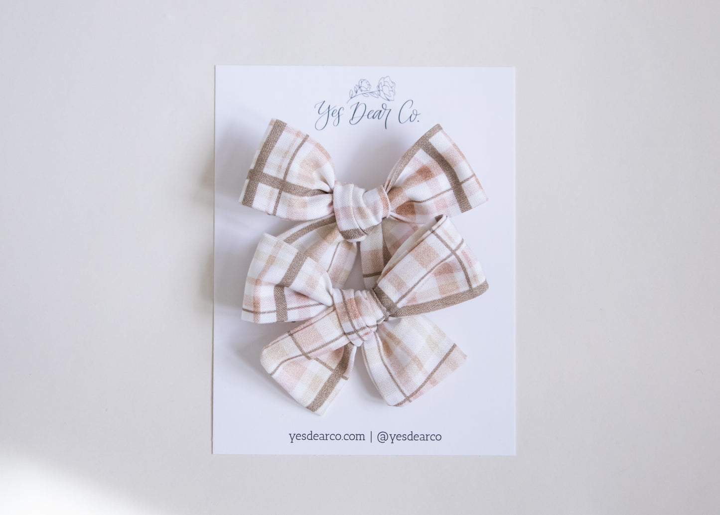Brown Gingham | Pigtail Bows