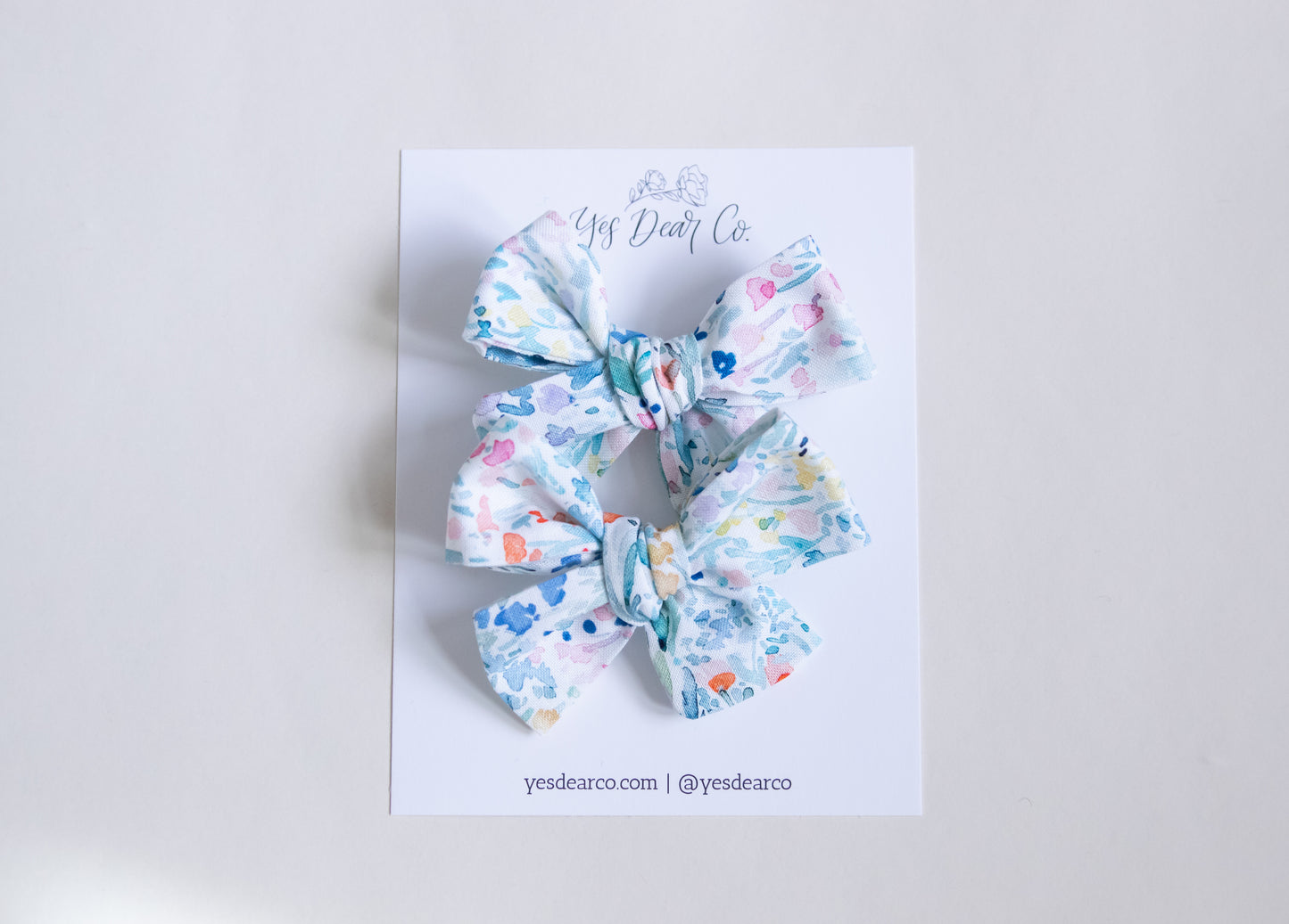 Blue Watercolour | Pigtail Bows