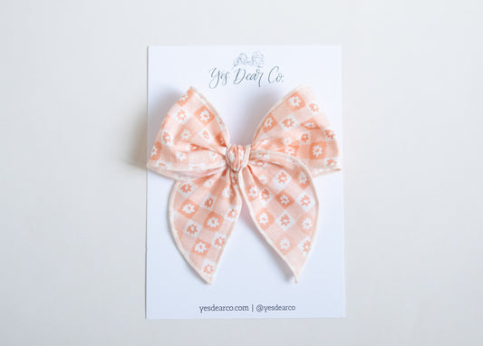 Peach Flowers Gingham | Whimsy