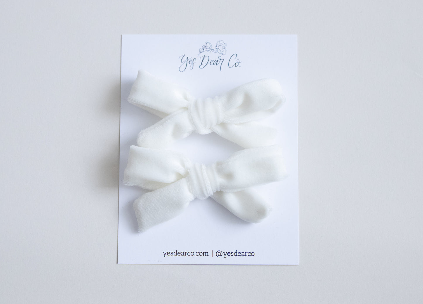 Cream Velvet | Pigtail Bows