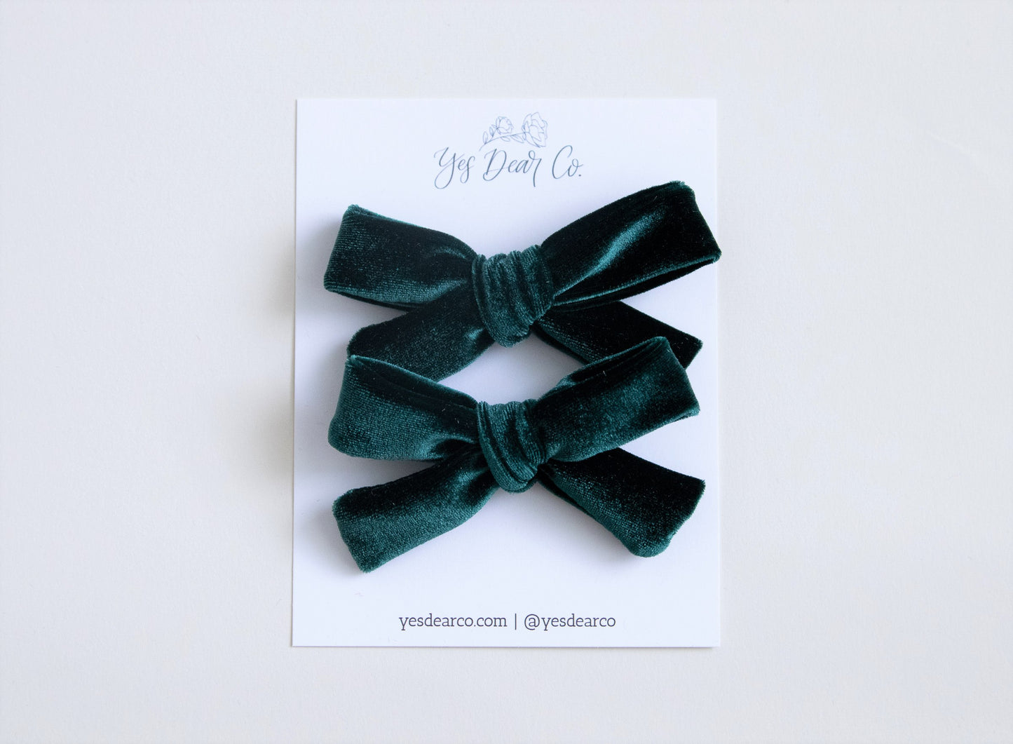 Jade Velvet | Pigtail Bows