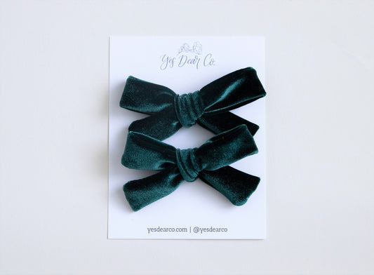 Jade Velvet | Pigtail Bows