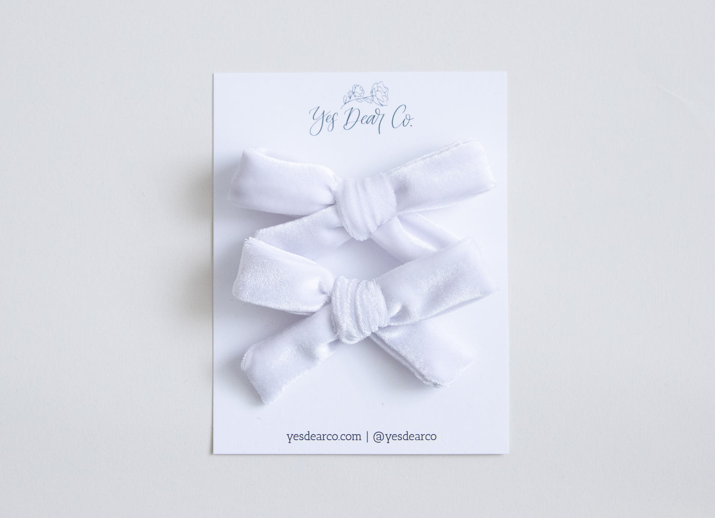 Bright White Velvet | Pigtail Bows
