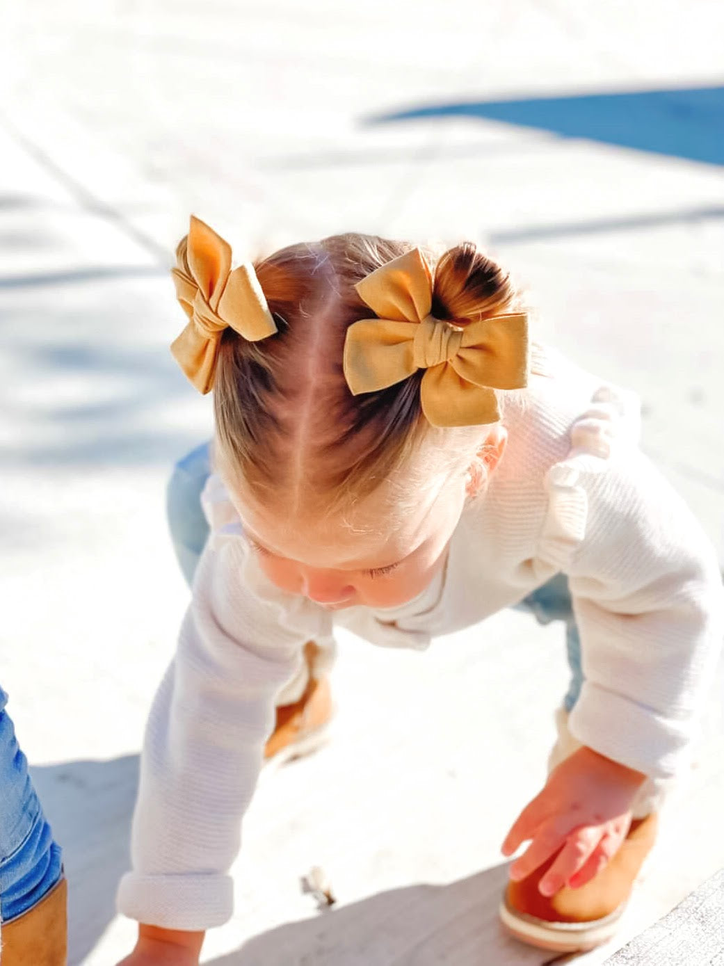 Cream Linen | Pigtail Bows