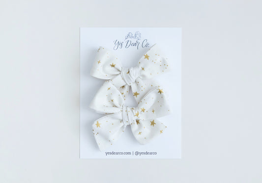 Gold Stars | Pigtail Bows