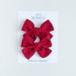 Red Linen | Pigtail Bows