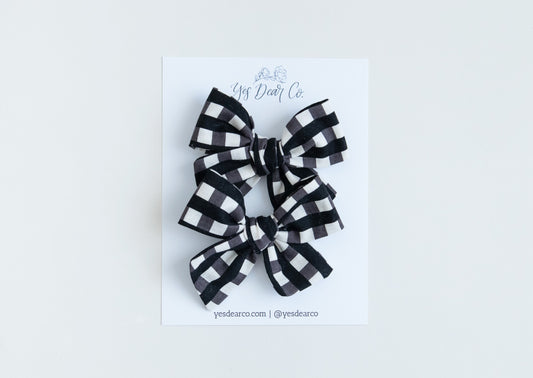 Black Check | Pigtail Bows