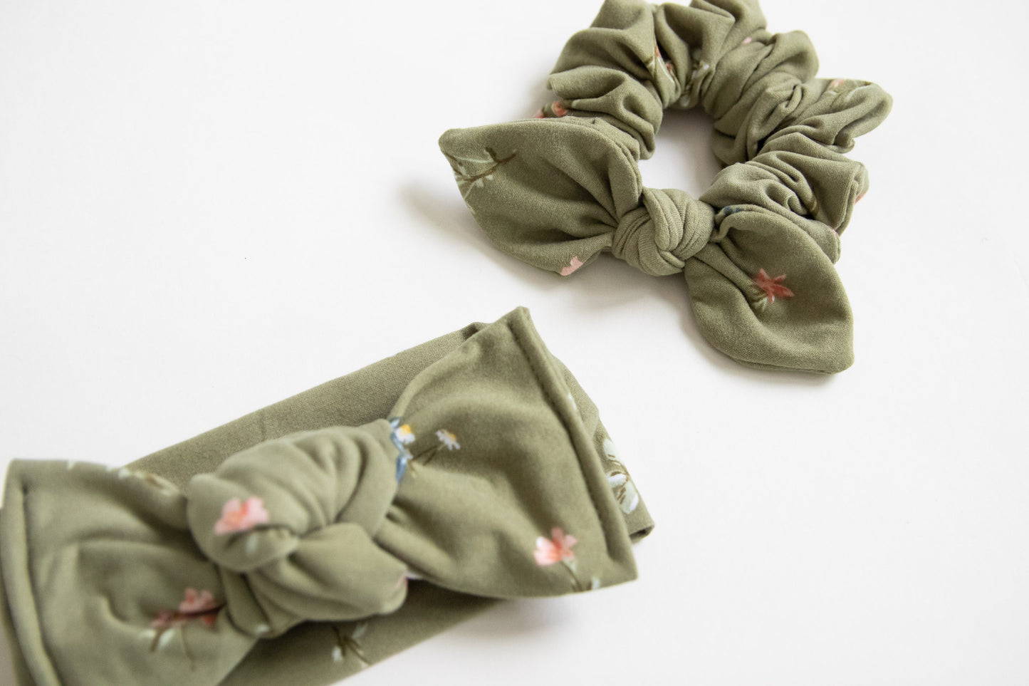 Olive Floral | Bow Scrunchie